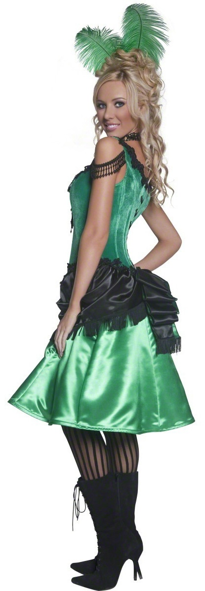 saloon girl costume. Green and black saloon girl